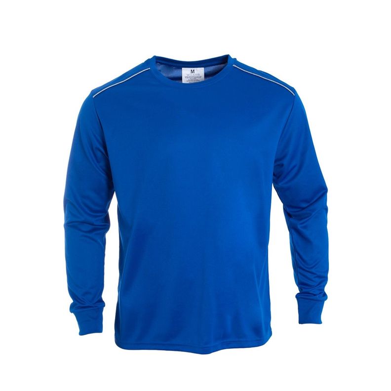 Polera Dry Fit C/Antibacterial Ml Cuello Polo Y Reflectante Azul-0