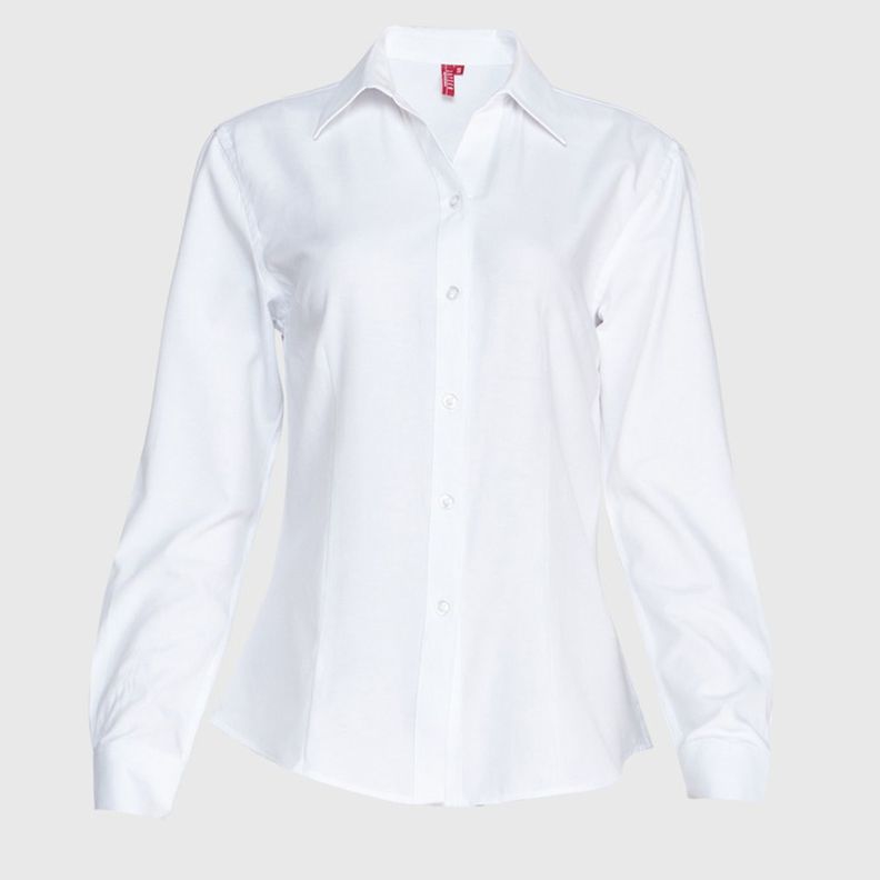Blusa Oxford Cuello V M/L Blanco-0