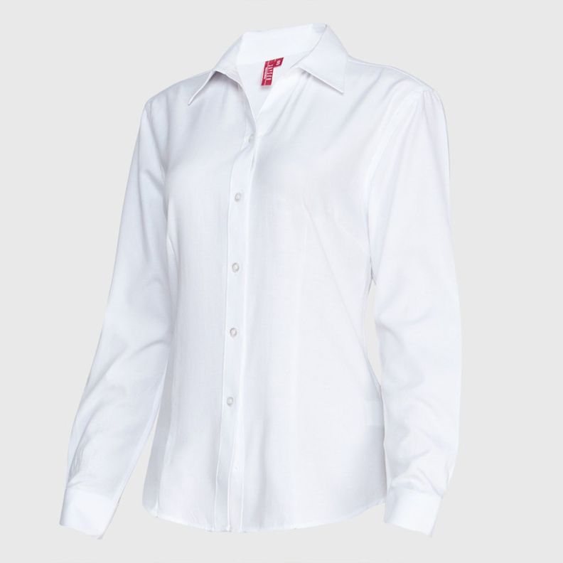 Blusa Oxford Cuello V M/L Blanco-1