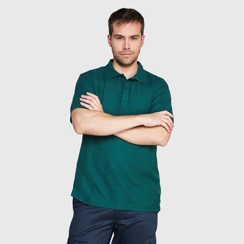 Polera Pique Tc Mc Hombre Verde petróleo-3