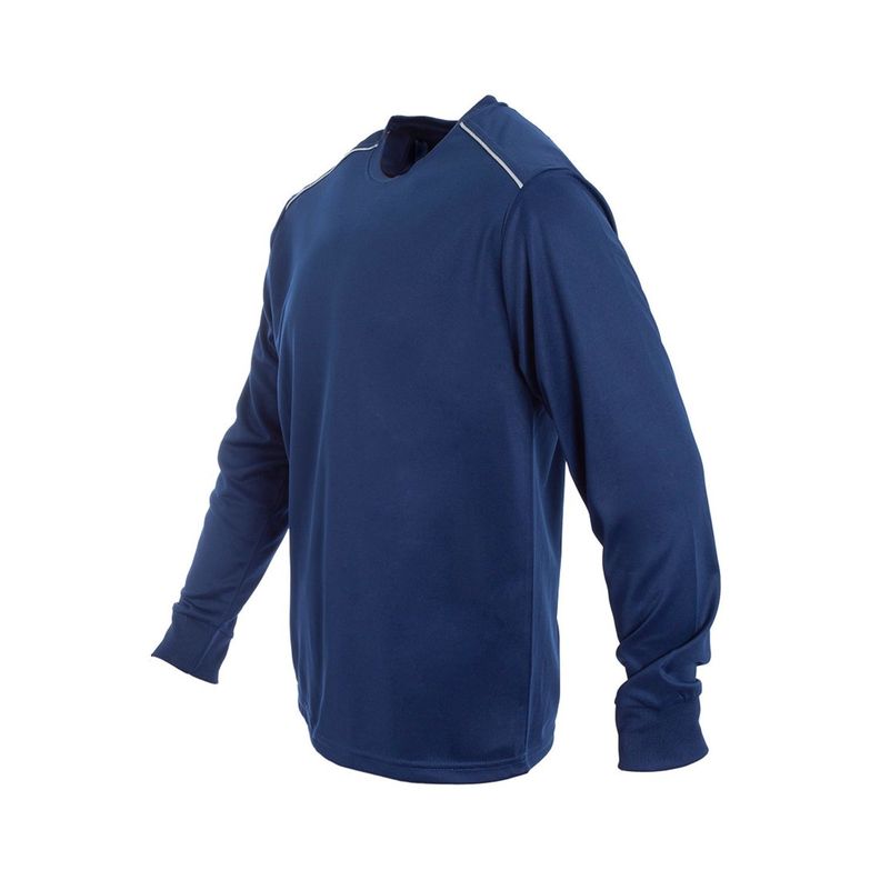 Polera Dry Fit C/Antibacterial Ml Cuello Polo Y Reflectante Azul marino-1
