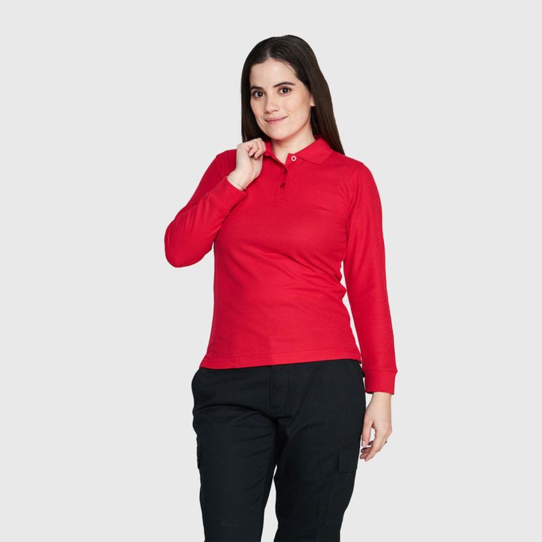 Polera Pique Tc Ml Mujer Rojo-0