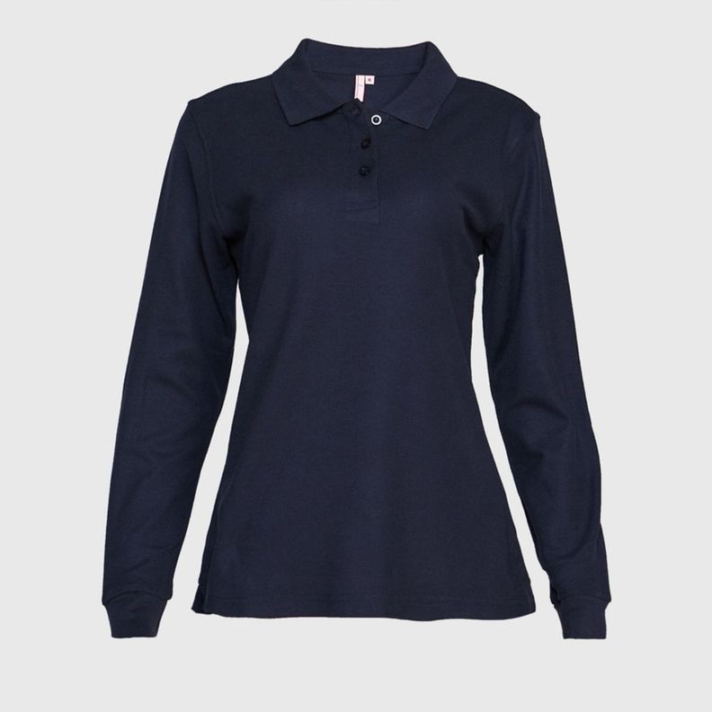 Polera Pique Tc Ml Mujer Azul marino-1