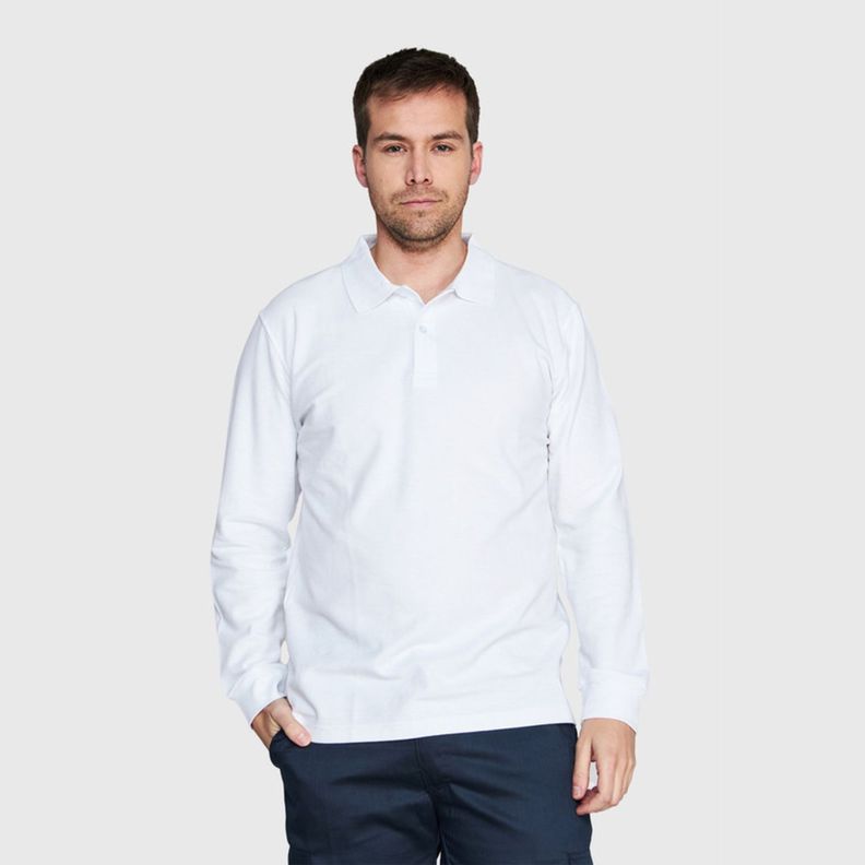 Polera Pique Hombre 80/20 M/L Blanco-0