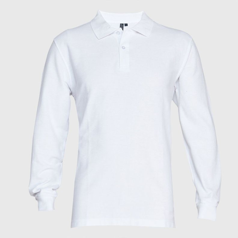 Polera Pique Hombre 80/20 M/L Blanco-1