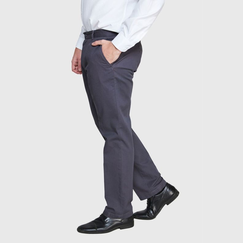 Pantalón Gabardina Hombre S/Pinzas Gris oscuro-0