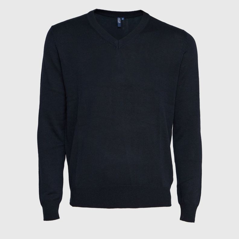 Sweater Cuello V Unisex M/L Azul marino-0