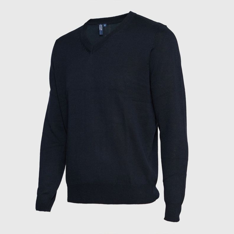 Sweater Cuello V Unisex M/L Azul marino-1