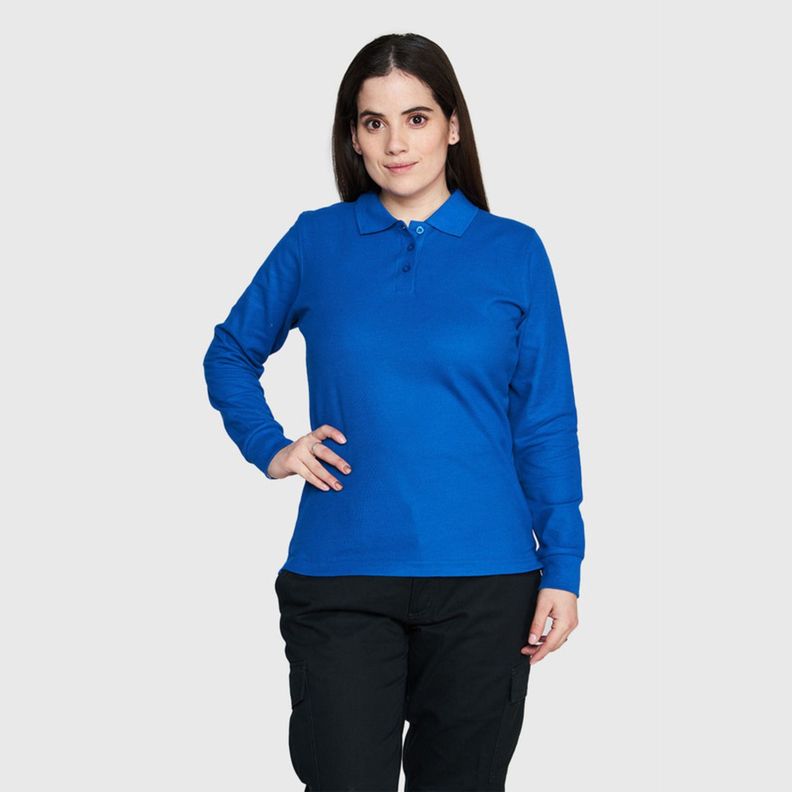 Polera Pique Tc Ml Mujer Azul-0