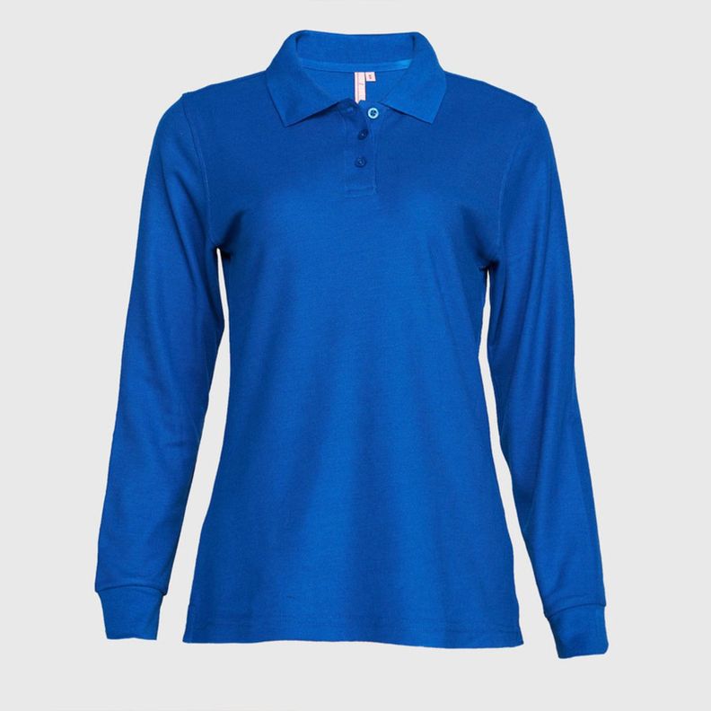 Polera Pique Tc Ml Mujer Azul-1