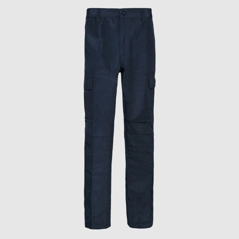 Pantalón Cargo Poplin Cintura Elasticada Azul marino-1