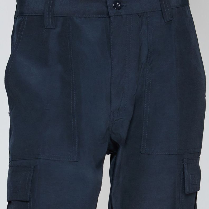 Pantalón Cargo Poplin Cintura Elasticada Azul marino-4