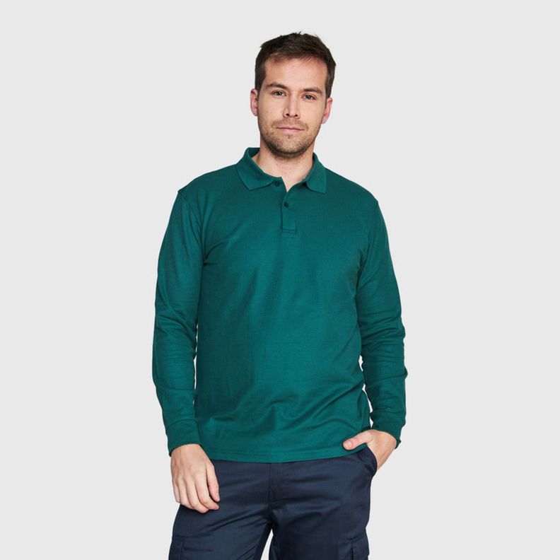 Polera Pique T/C Ml Hombre Verde musgo-0
