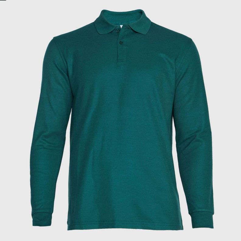 Polera Pique T/C Ml Hombre Verde musgo-1