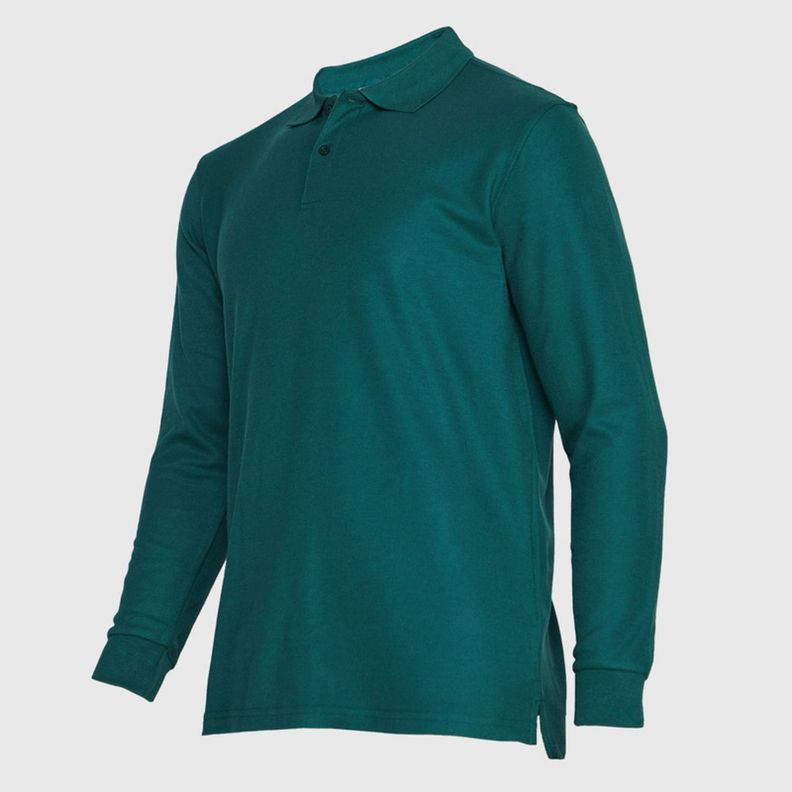 Polera Pique T/C Ml Hombre Verde musgo-2