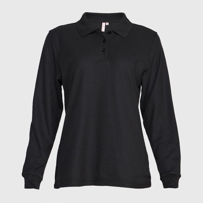 Polera Pique Tc Ml Mujer Negro-0