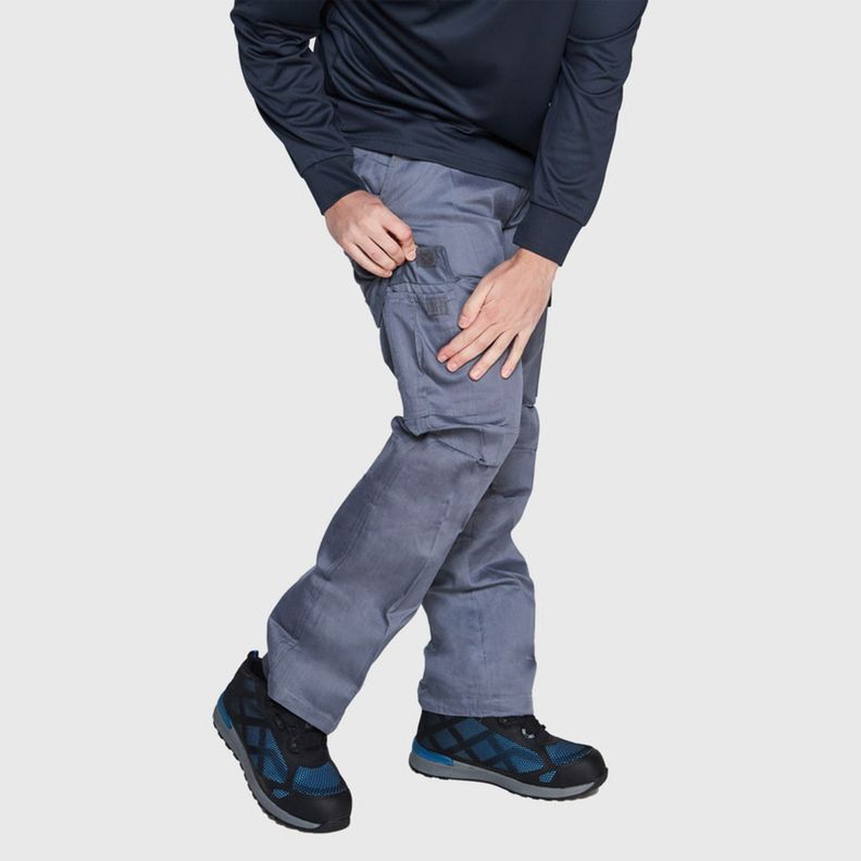 Pantalón Cargo Gababardina Cintura Elasticada Gris-0