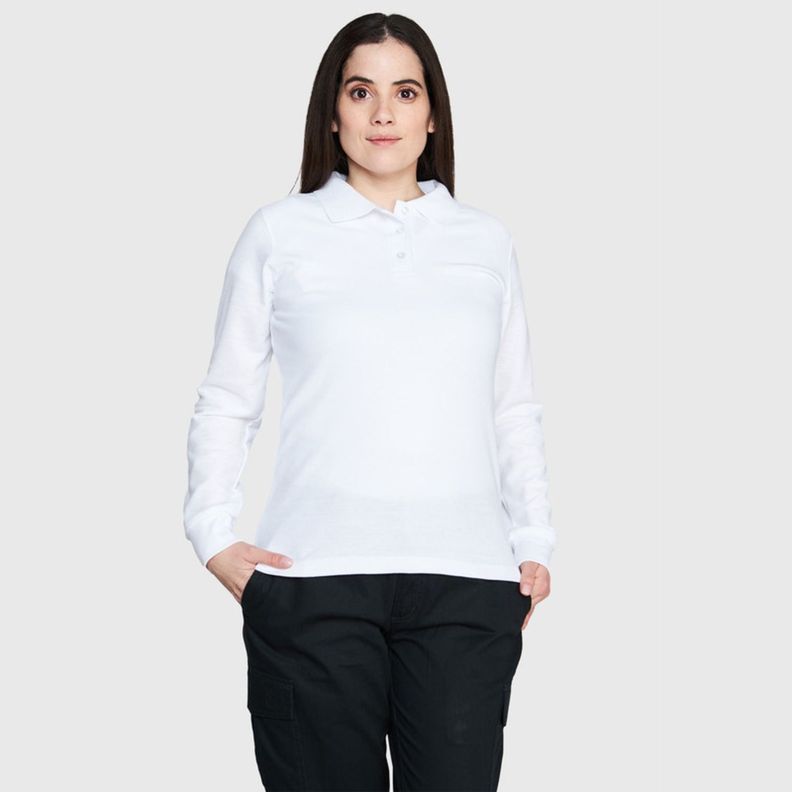 Polera Pique Tc Ml Mujer Blanco-0