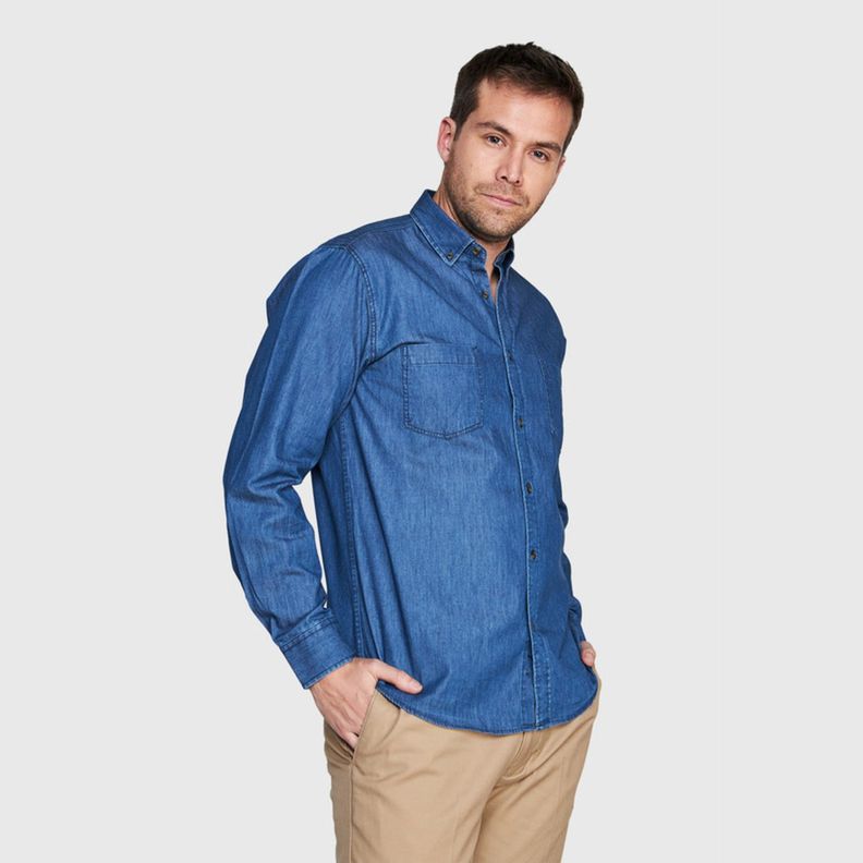 Camisa Denim 2 Bolsillos Azul-0