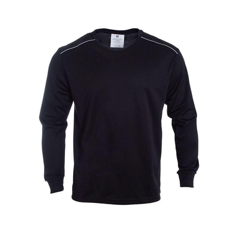 Polera Dry Fit C/Antibacterial Ml Cuello Polo Y Reflectante Negro-0