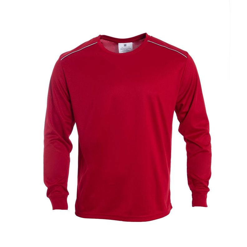 Polera Dry Fit C/Antibacterial Ml Cuello Polo Y Reflectante Rojo-0