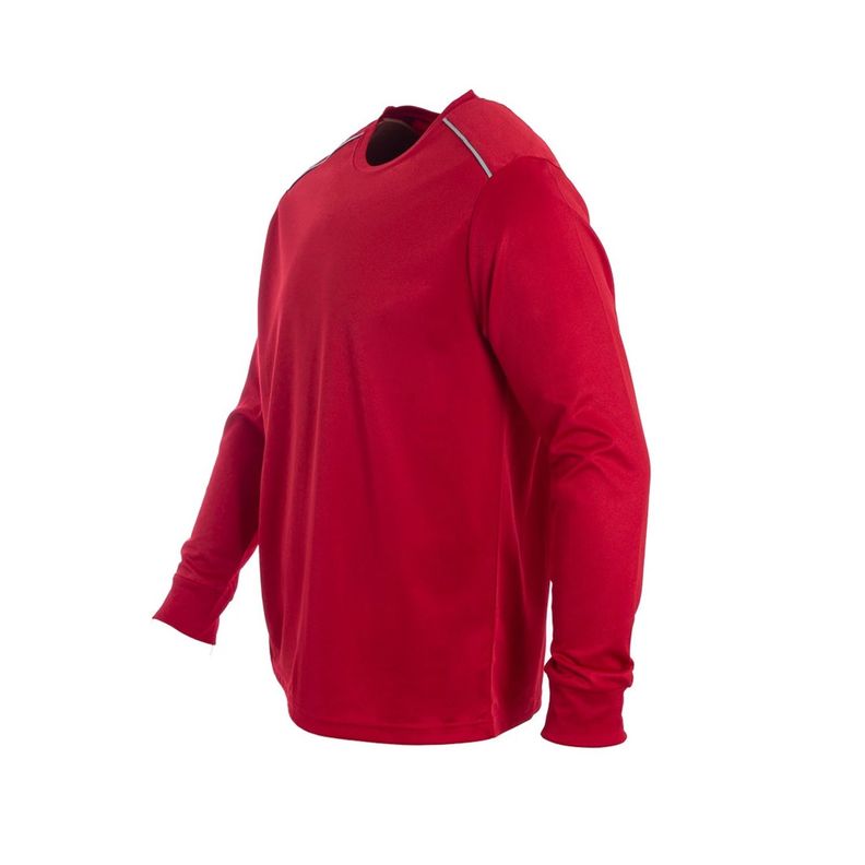 Polera Dry Fit C/Antibacterial Ml Cuello Polo Y Reflectante Rojo-1