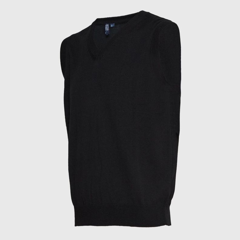 Sweater Cuello V Unisex S/M Negro-2