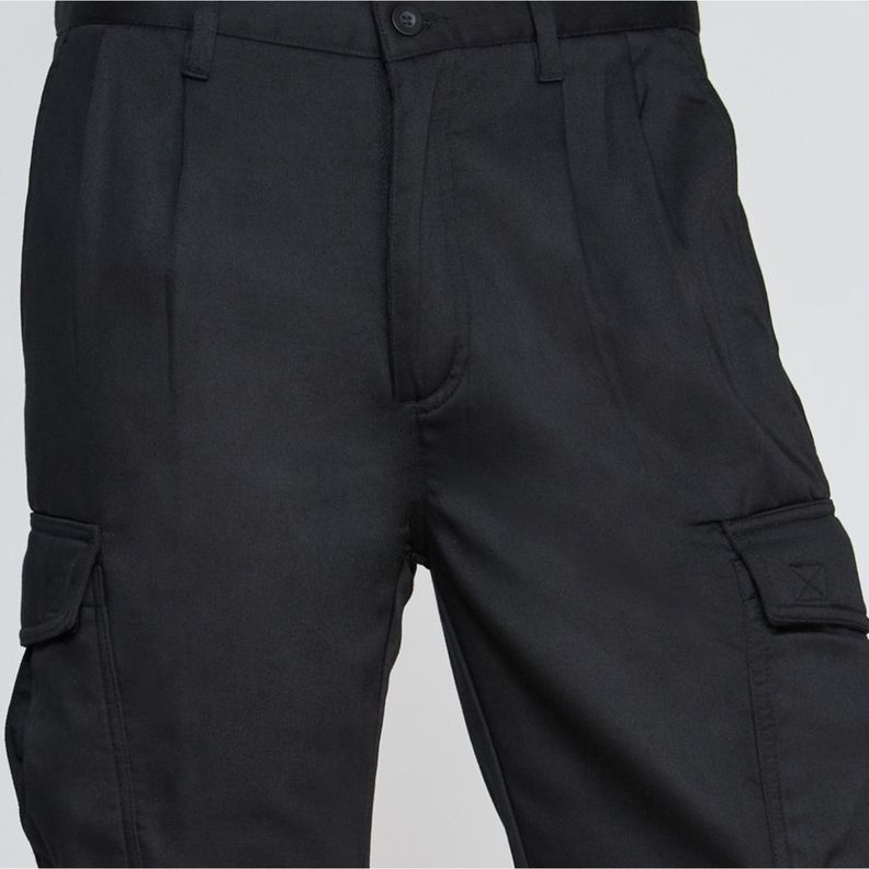 Pantalón Cargo Forro Polar Hombre Negro-3