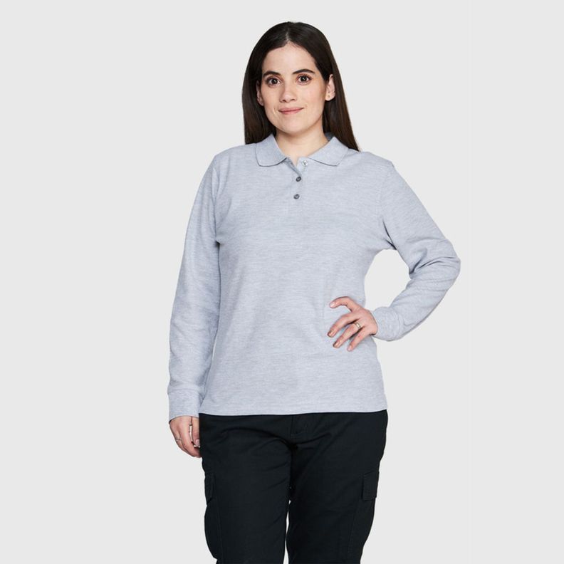 Polera Pique Tc Ml Mujer Gris oscuro-0