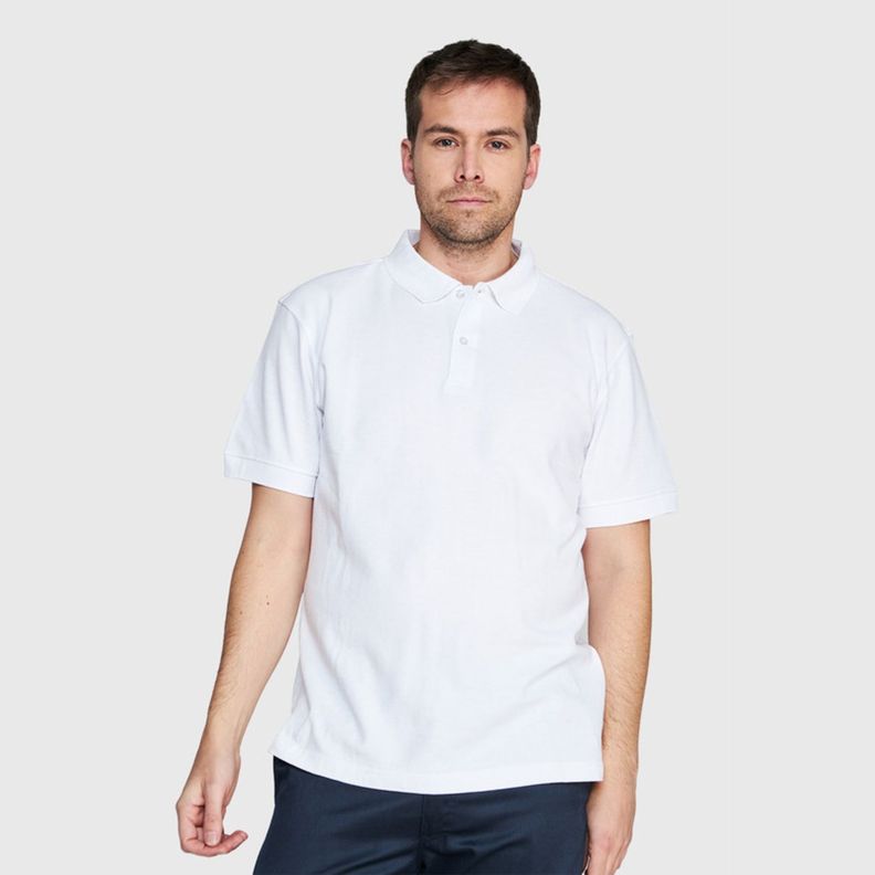 Polera Pique Hombre 80/20 M/C Blanco-0
