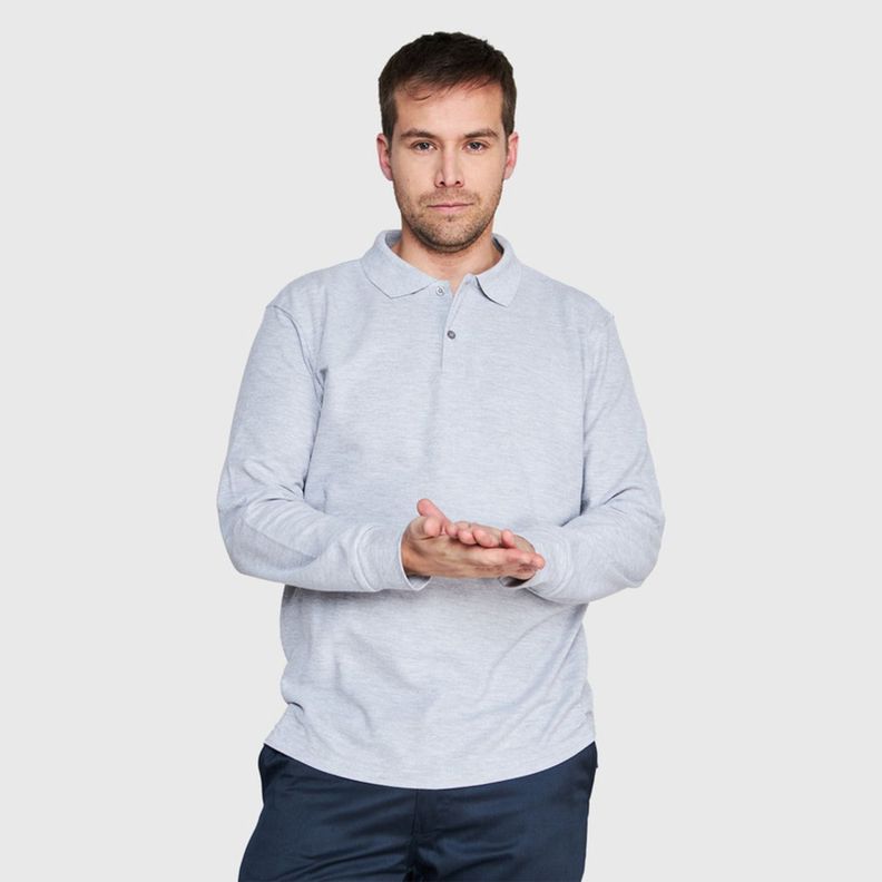 Polera Pique T/C Ml Hombre Gris oscuro-0