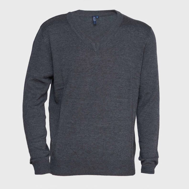 Sweater Cuello V Unisex M/L Gris oscuro-0