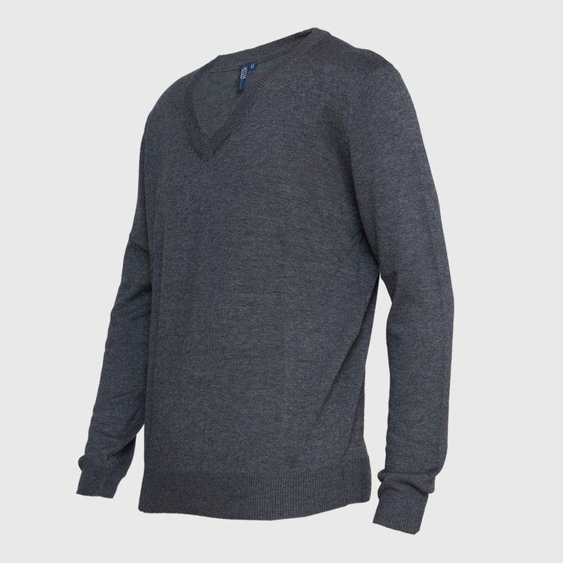 Sweater Cuello V Unisex M/L Gris oscuro-1