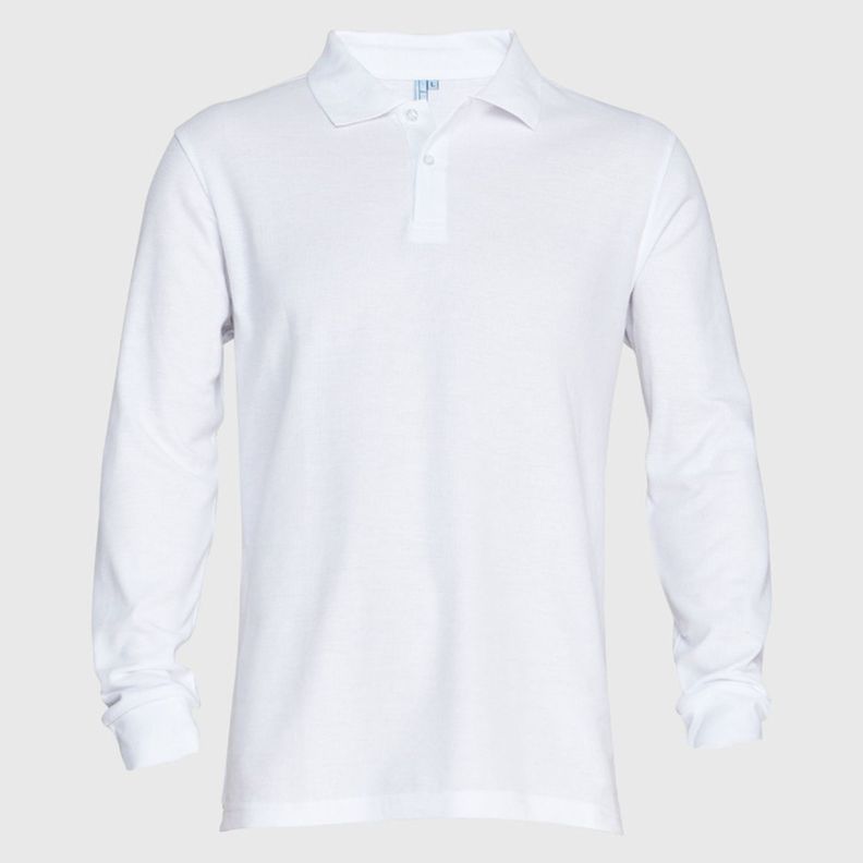 Polera Pique T/C Ml Hombre Blanco-0