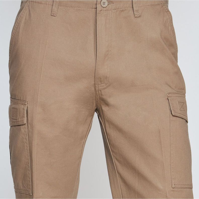 Pantalón Cargo Gabardina Hombre Beige-3