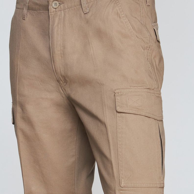 Pantalón Cargo Gabardina Hombre Beige-4