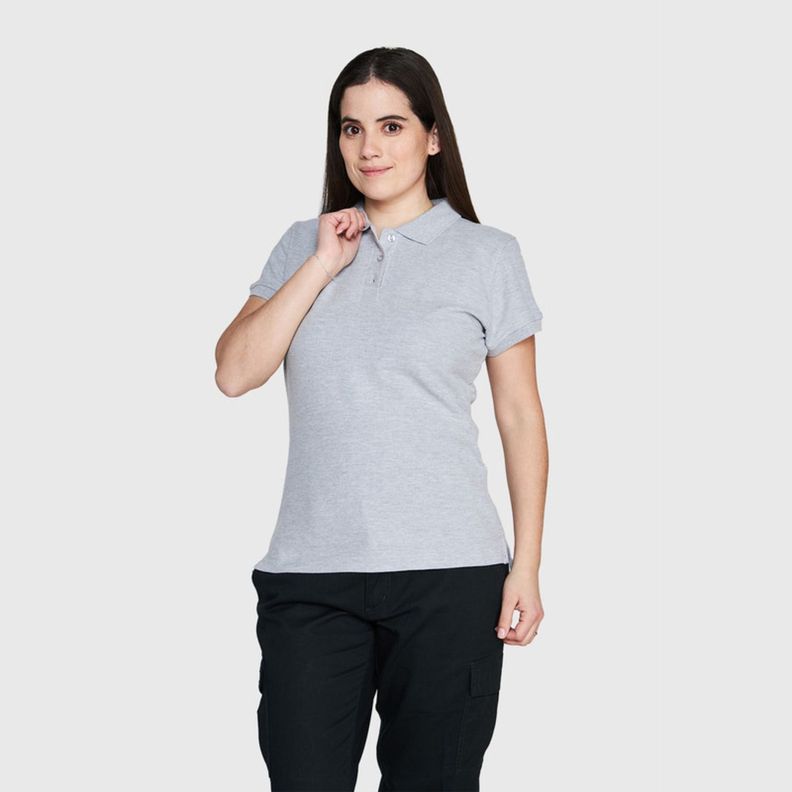 Polera Pique Mujer 80/20 M/C Gris oscuro-0