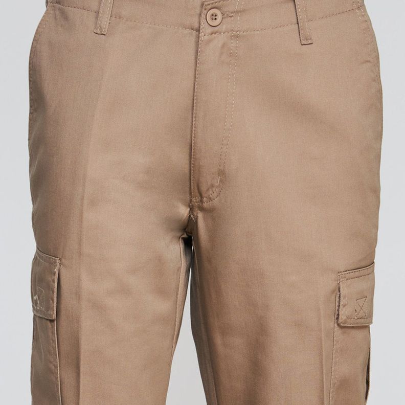 Pantalón Cargo Gabardina T/C Hombre Beige-3