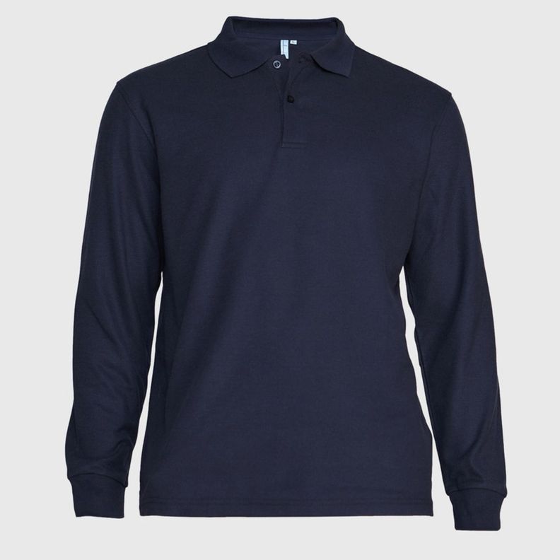 Polera Pique T/C Ml Hombre Azul marino-1