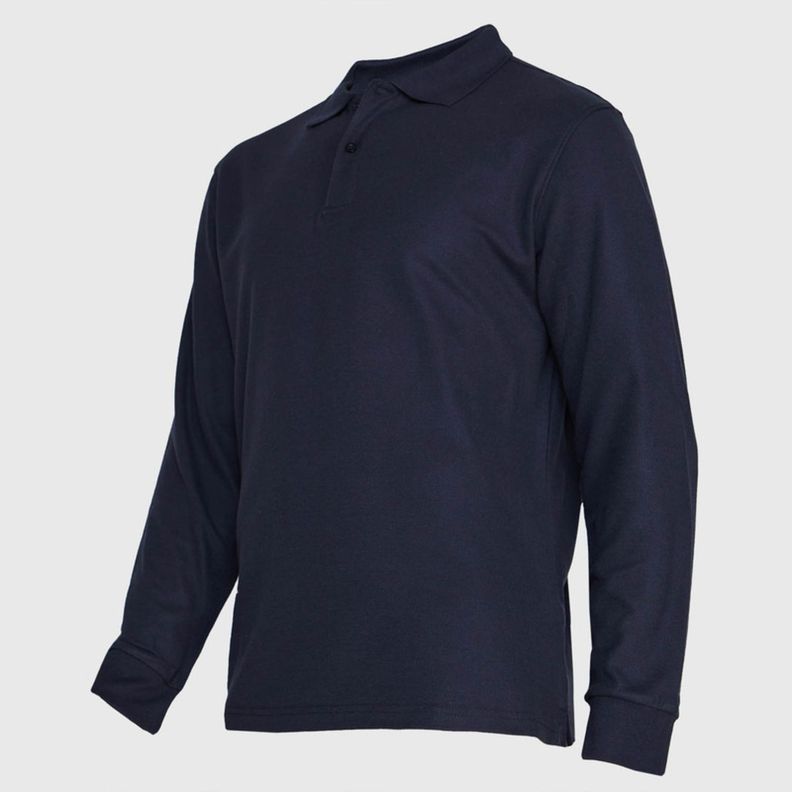 Polera Pique T/C Ml Hombre Azul marino-2