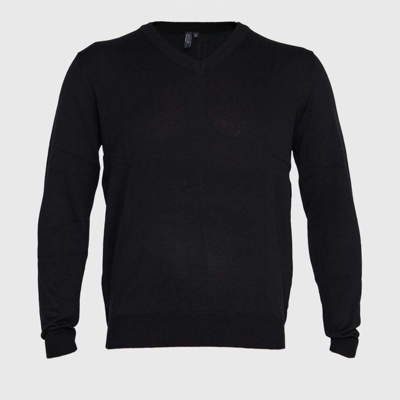 Sweater Cuello V Unisex M/L Negro-0