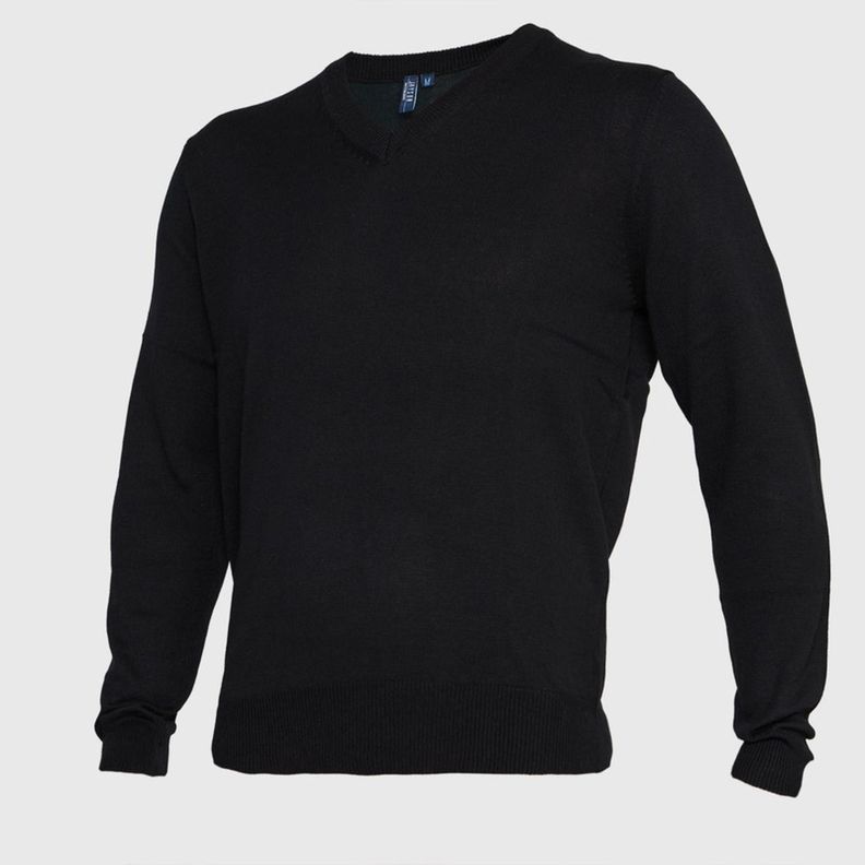 Sweater Cuello V Unisex M/L Negro-1
