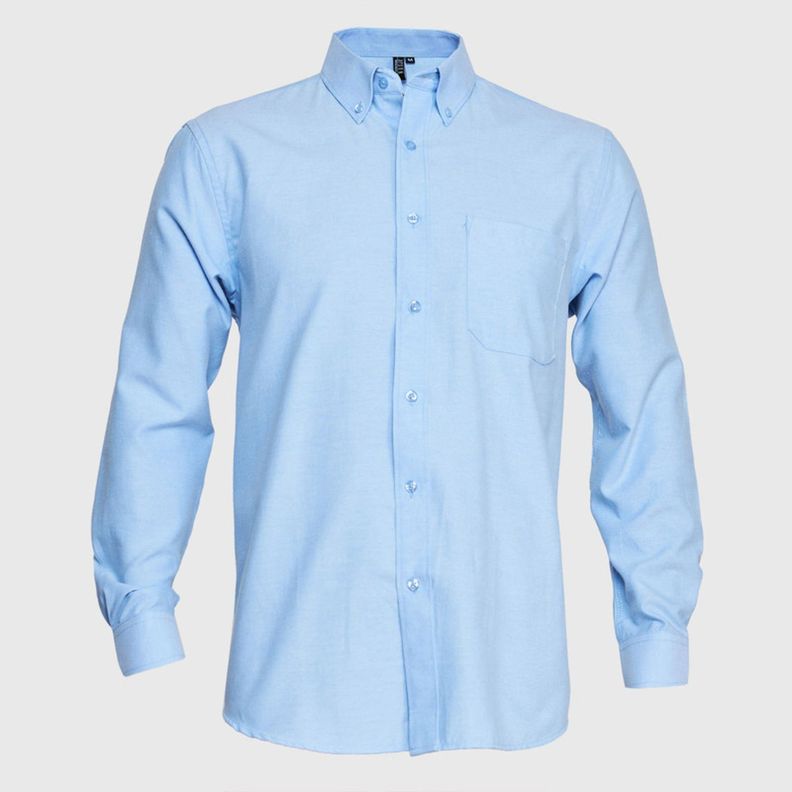 Camisa Oxford B/Pegado M/L Celeste-0