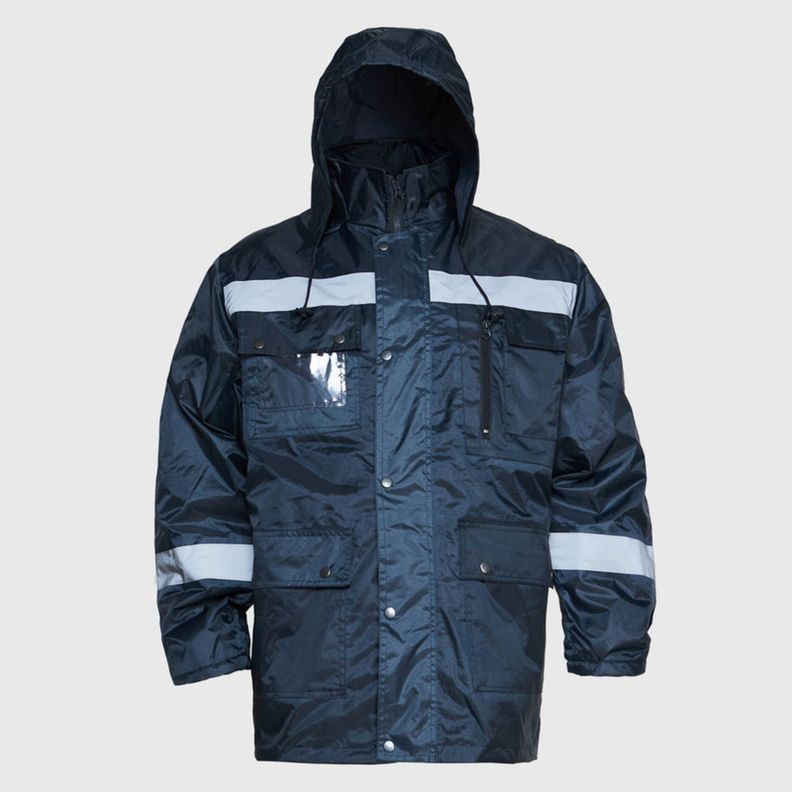 Parka Impermeable Con Reflectante Azul marino-1