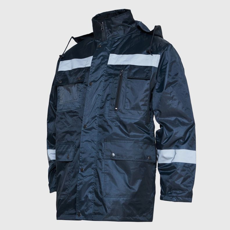 Parka Impermeable Con Reflectante Azul marino-2