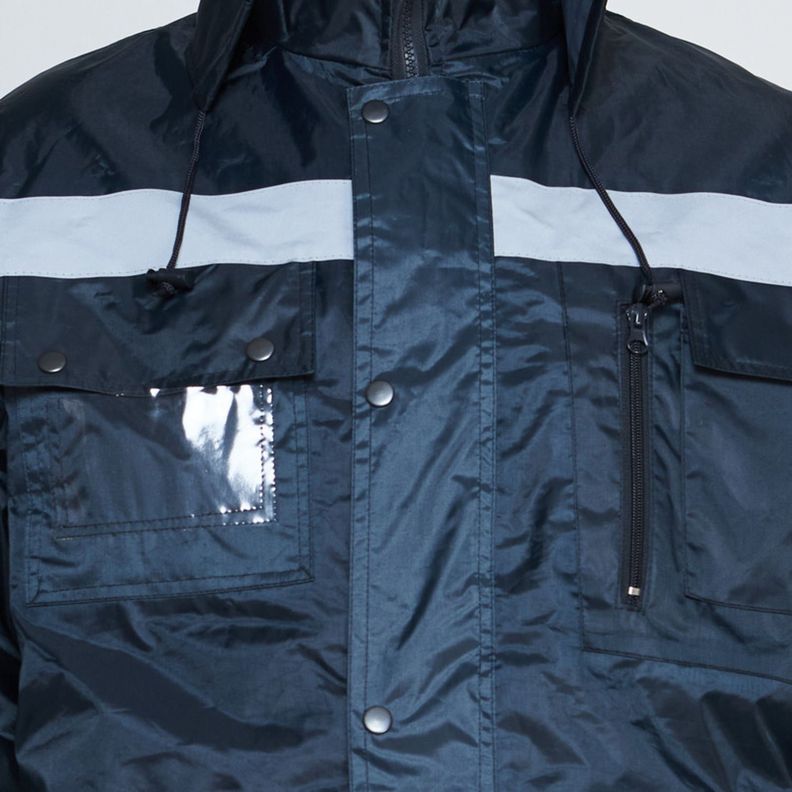 Parka Impermeable Con Reflectante Azul marino-4