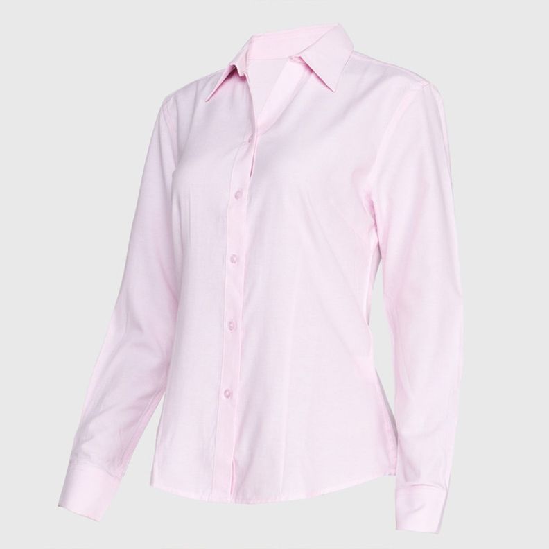 Blusa Oxford Cuello V M/L Rosado-2