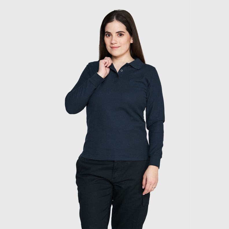 Polera Pique Mujer 80/20 M/L Azul marino-1