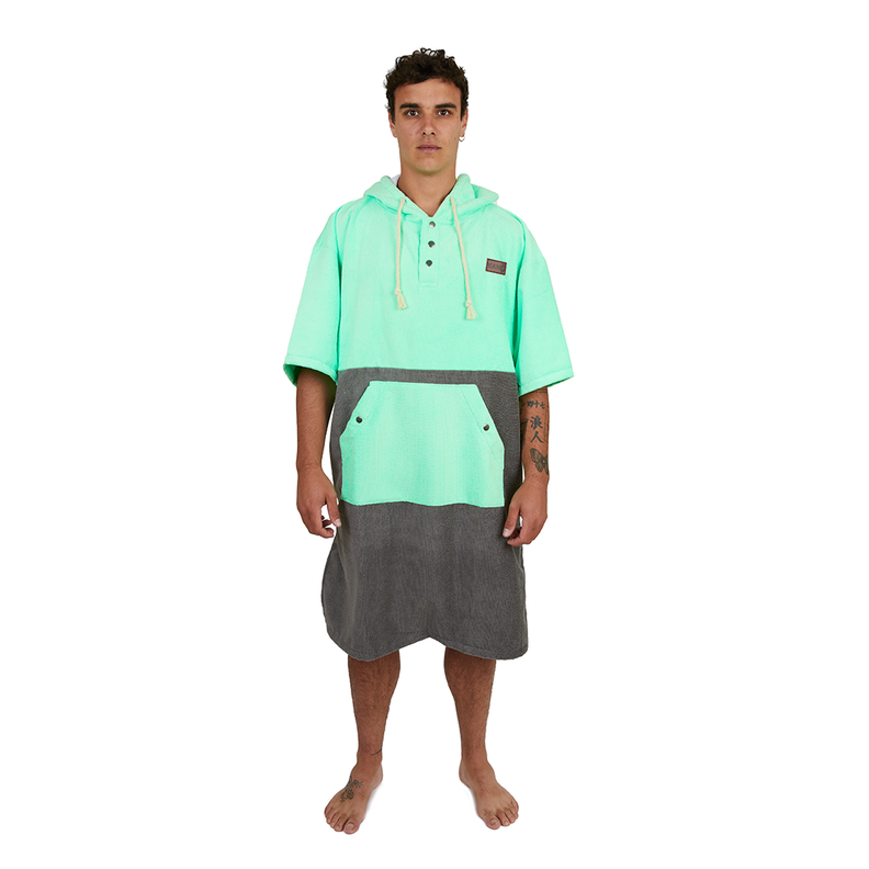 Poncho Terry Negro Verde / Poncho Surf Kano-0