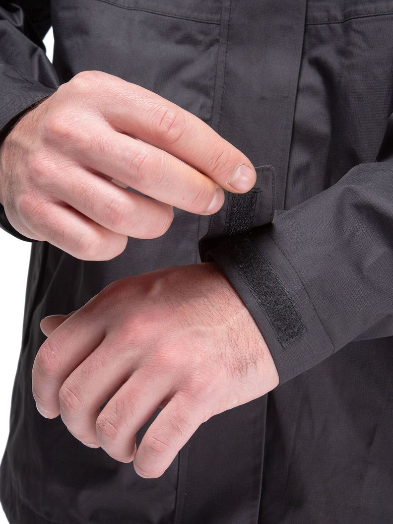 Chaqueta Cortavientos Impermeable Hombre Negro con Gorro-7